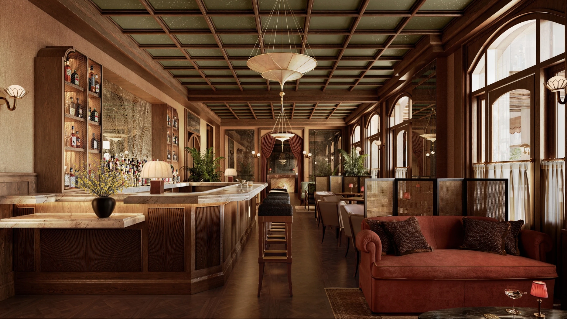 Unwind.
At the heart of the hotel, the lobby bar sets the tone for arrival and connection. Designed as an elegant yet welcoming gathering place, it offers a refined setting for morning espresso, afternoon meetings, and evening cocktails. A thoughtfully composed menu of classic and signature drinks pairs with light bites, creating a space where conversation flows easily and the rhythm of the District unfolds just beyond the doors.